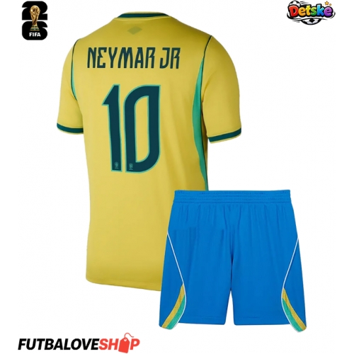 Dres Brazília Neymar Jr #10 Domáci pre deti MS 2026 Krátky Rukáv (+ trenírky)